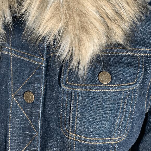 Vintage Ralph Lauren Denim Jacket Removable Faux Fur Collar Boho Western Small - Picture 12 of 14